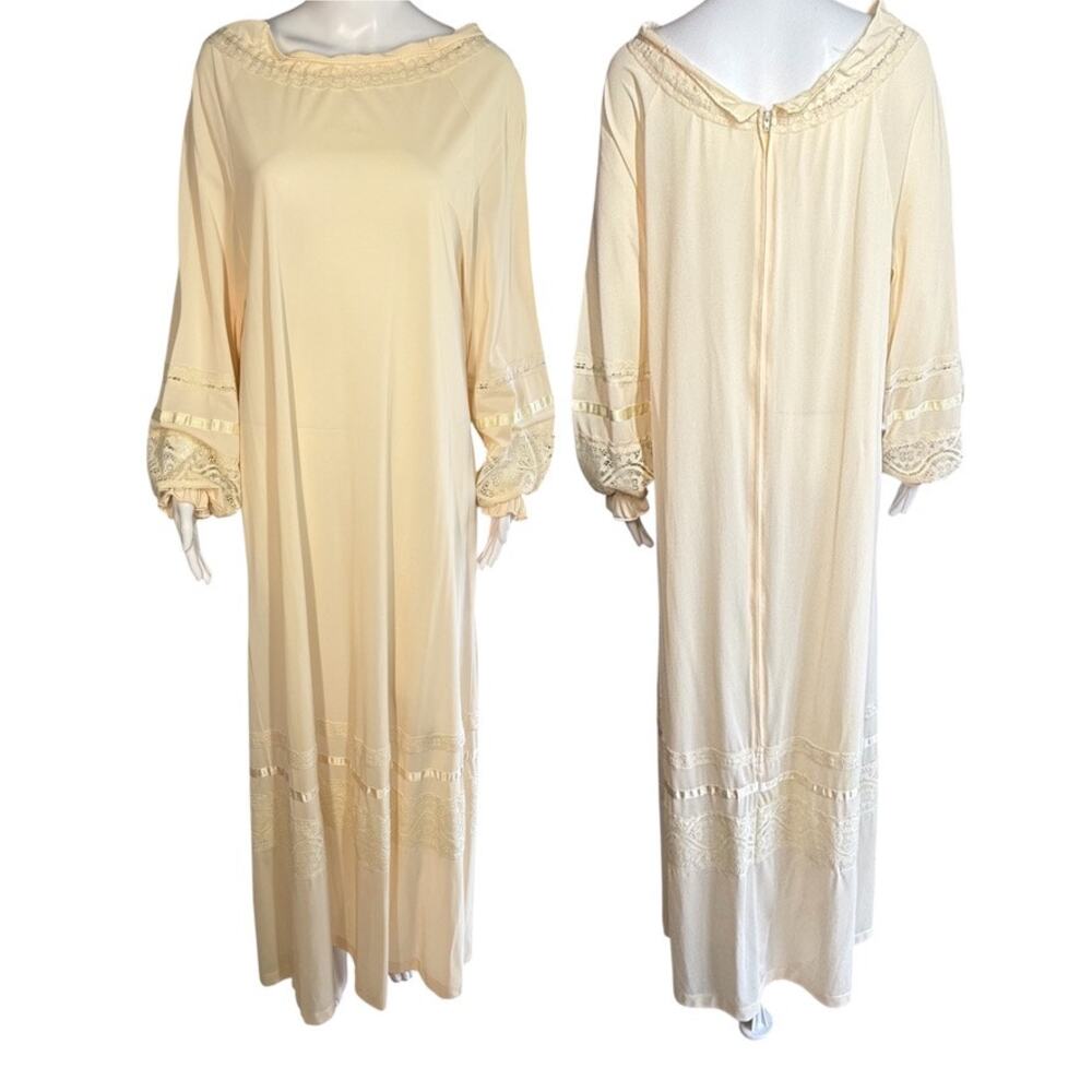 Gossard Artemis Vintage 70s Cream Lace Night Gown Nightgown Size Small